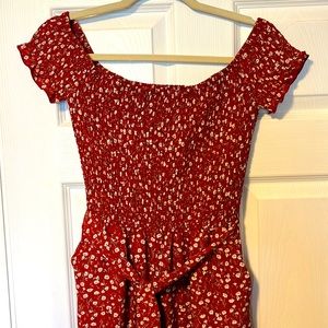 Size M off the shoulder belted jumpsuit with pockets